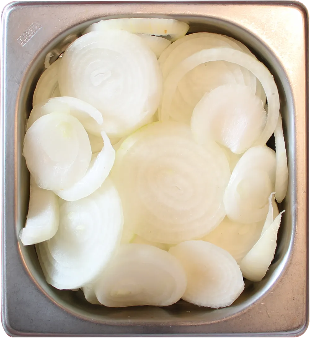 Vaschetta acciaio gastronorm con cipolla tritata